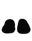Dolce & Gabbana Black Viscose Velvet Slides Flat Slipper Shoes