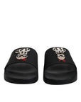 Dolce & Gabbana Black Leather Slides Sandals Beachwear Shoes