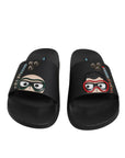 Dolce & Gabbana Black Divers Leather Flats Slides Sandals Beachwear Shoes