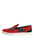 Dolce & Gabbana Red Leather Nylon Low Top Men Sneakers Shoes