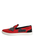 Dolce & Gabbana Red Leather Nylon Low Top Men Sneakers Shoes