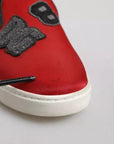 Dolce & Gabbana Red Leather Nylon Low Top Men Sneakers Shoes