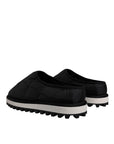 Dolce & Gabbana Black Nylon Quilted Logo Patch Sandals Slides Shoes