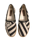 Dolce & Gabbana Black White Stripes Slip On Espadrille Shoes