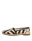 Dolce & Gabbana Black White Stripes Slip On Espadrille Shoes