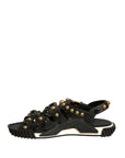 Dolce & Gabbana Black Leather Studded Slides Sandals Shoes