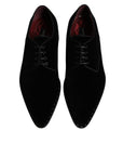 Dolce & Gabbana Black Velvet Cotton Lace Up Derby Shoes