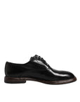 Dolce & Gabbana Black Leather Lace Up Men Derby Formal Shoes
