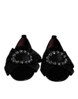 Dolce & Gabbana Black Crystal Flats Men Loafers Dress Shoes