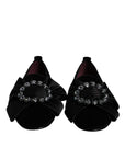 Dolce & Gabbana Black Crystal Flats Men Loafers Dress Shoes