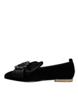 Dolce & Gabbana Black Crystal Flats Men Loafers Dress Shoes