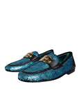 Dolce & Gabbana Blue Sequined Loafers Formal Dress Shoes