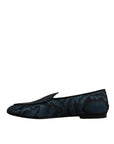 Dolce & Gabbana Blue Black Flats Men Loafers Dress Shoes