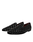 Dolce & Gabbana Black Crystal Embellished Loafers Dress Shoes
