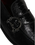 Dolce & Gabbana Black Exotic Leather DG Logo Loafers Formal Dress Shoes