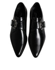 Dolce & Gabbana Black Leather Monk Strap Derby Formal Shoes