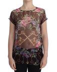 Dolce & Gabbana Elegant Floral Silk Blouse with Cap Sleeves