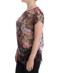 Dolce & Gabbana Elegant Floral Silk Blouse with Cap Sleeves