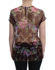 Dolce & Gabbana Elegant Floral Silk Blouse with Cap Sleeves
