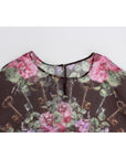 Dolce & Gabbana Elegant Floral Silk Blouse with Cap Sleeves