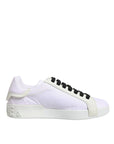 Dolce & Gabbana White Nylon Leather Low Top Sneakers Shoes