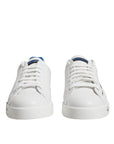 Dolce & Gabbana White Blue Portofino Leather Sneakers Shoes