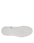 Dolce & Gabbana White Blue Portofino Leather Sneakers Shoes