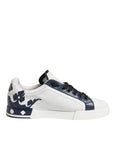 Dolce & Gabbana White Blue Leather Crown Milano Sneakers Shoes