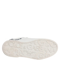 Dolce & Gabbana White Blue Leather Crown Milano Sneakers Shoes