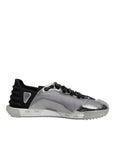 Dolce & Gabbana Silver Black Nylon NS1 Low Top Sneakers Shoes