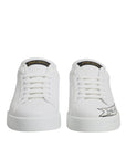 Dolce & Gabbana White Leather Low Top Lace Up Sneakers Shoes