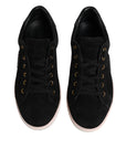 Dolce & Gabbana Black Logo Suede Leather Men Sneakers Shoes
