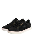 Dolce & Gabbana Black Logo Suede Leather Men Sneakers Shoes