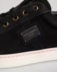 Dolce & Gabbana Black Logo Suede Leather Men Sneakers Shoes