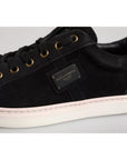 Dolce & Gabbana Black Logo Suede Leather Men Sneakers Shoes