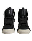 Dolce & Gabbana Black Silver Leather High Top Sneaker Shoes