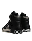 Dolce & Gabbana Black Silver Leather High Top Sneaker Shoes
