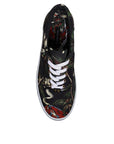 Dolce & Gabbana Black Tropical Print Low Top Sneakers Shoes