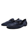 Dolce & Gabbana Blue Suede Leather Shoes Loafer Moccasin Shoes