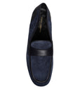 Dolce & Gabbana Blue Suede Leather Shoes Loafer Moccasin Shoes