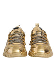 Dolce & Gabbana Gold Stretch Lace Up NS1 Sneakers Shoes
