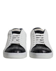 Dolce & Gabbana White Black Leather Portofino Sneakers Shoes