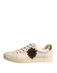 Dolce & Gabbana White Leather Heart Embellished Sneakers Shoes