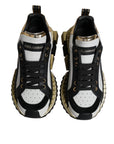 Dolce & Gabbana White Gold Black Leather SUPER KING Sneakers Shoes