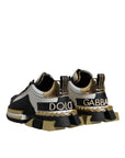 Dolce & Gabbana White Gold Black Leather SUPER KING Sneakers Shoes