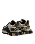 Dolce & Gabbana White Gold Black Leather SUPER KING Sneakers Shoes