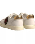 Dolce & Gabbana White Leather Heart Embellished Sneakers Shoes