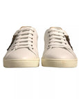 Dolce & Gabbana White Leather Heart Embellished Sneakers Shoes