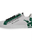 Dolce & Gabbana White Green Leather Crown Milano Sneakers Shoes