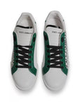 Dolce & Gabbana White Green Leather Crown Milano Sneakers Shoes